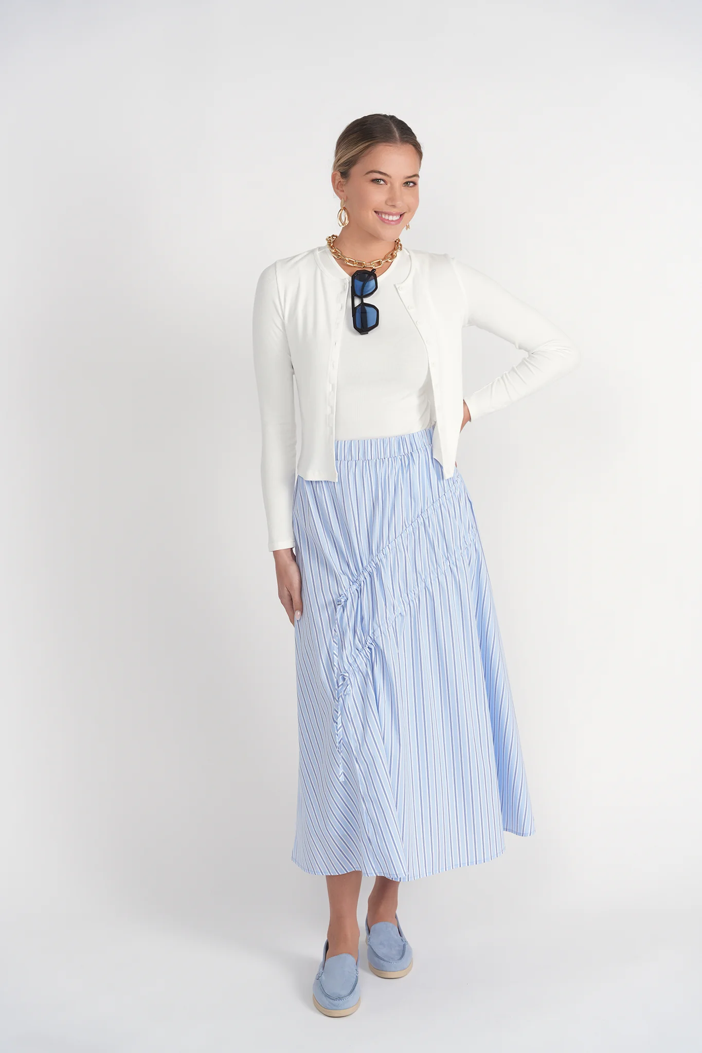 Cardigan Tee- White - Image 4